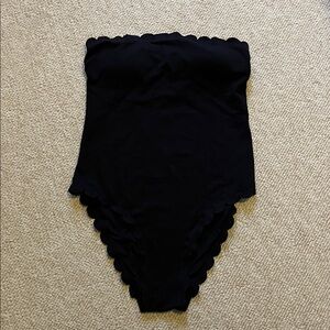 Black Mango Strapless Scalloped One Piece Bathing Suit Size XS